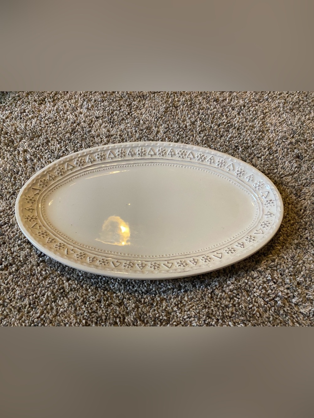 Hallmark Cream Oval Serving Platter with Embossed Border